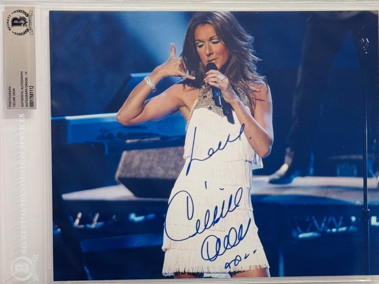 CELINE DION Signed Autograph Slabbed 8×10 Photo BAS Beckett GRADED 10