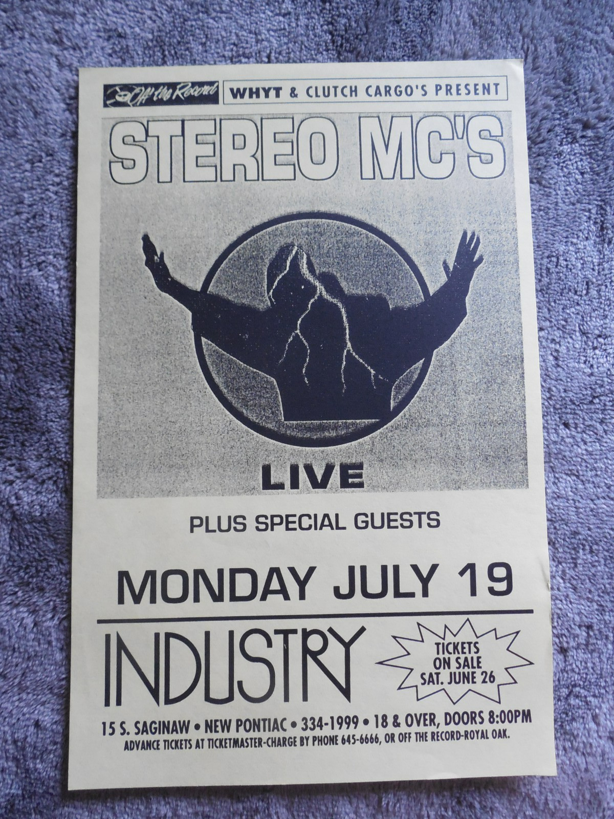 Stereo MC’s Original Concert Flyer Industry Pontiac MI 1993
