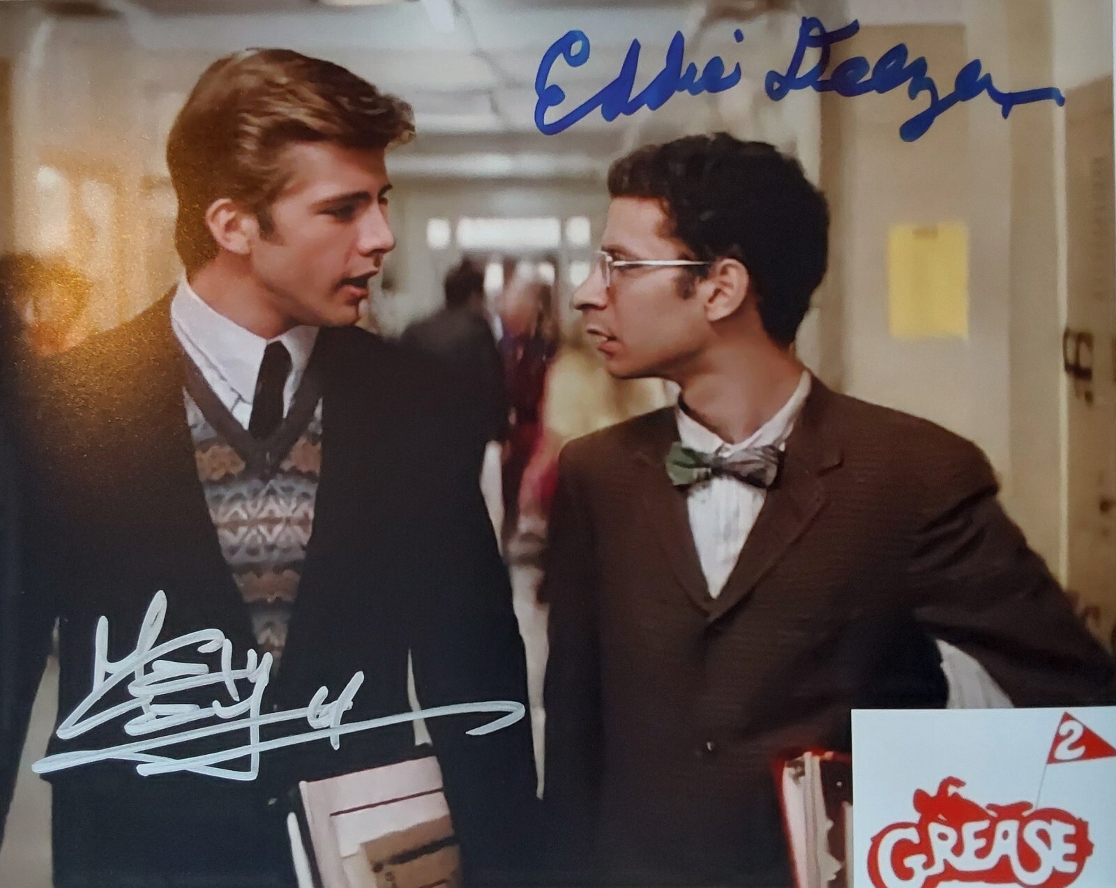 Maxwell Caulfield & Eddie Deezen GREASE 2 1982 Signed 8×10 Photo #201