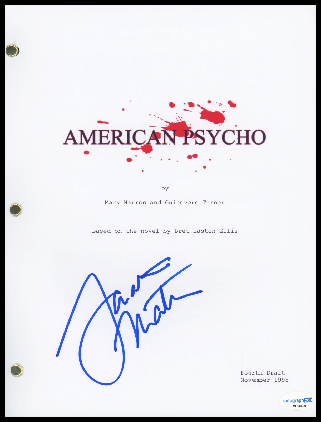 Samantha Mathis “American Psycho” AUTOGRAPH Signed Full Script Screenplay ACOA