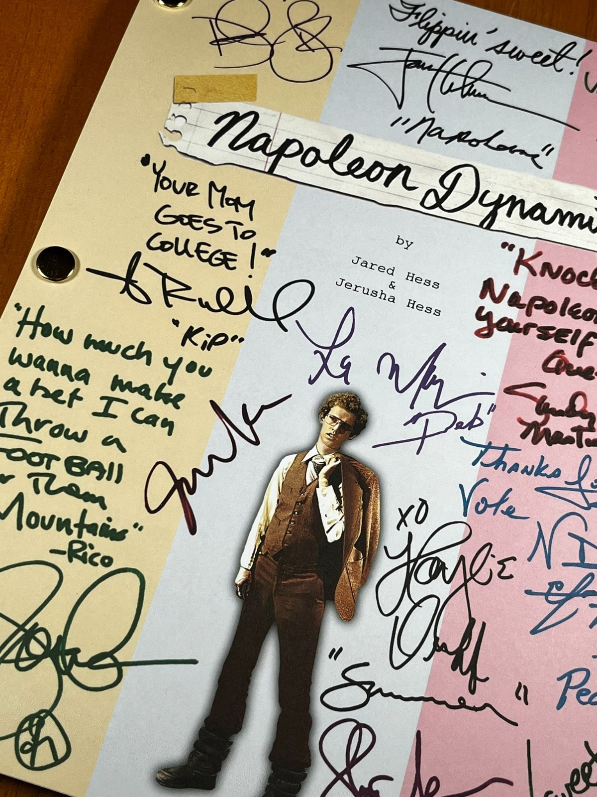 Napoleon Dynamite Script Signed- Autograph Reprints- Jon Heder- Vote For Pedro
