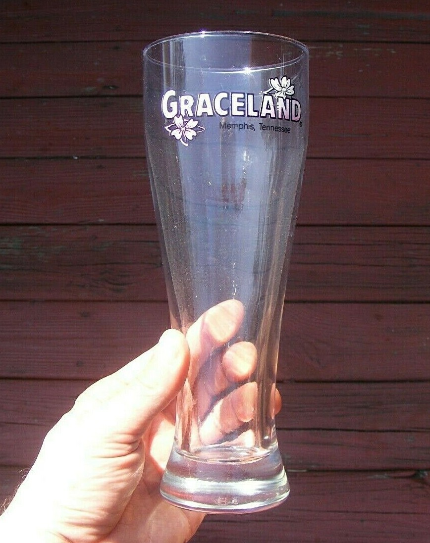 HEAVY Souvenir Graceland Elvis 9″ Pilsner Beer Glass – Memphis TN 1 1/2 Pounds