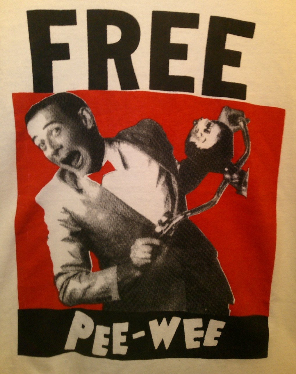 Unworn Original 90s FREE PEE WEE HERMAN White T Shirt Medium Hanes Beefy T