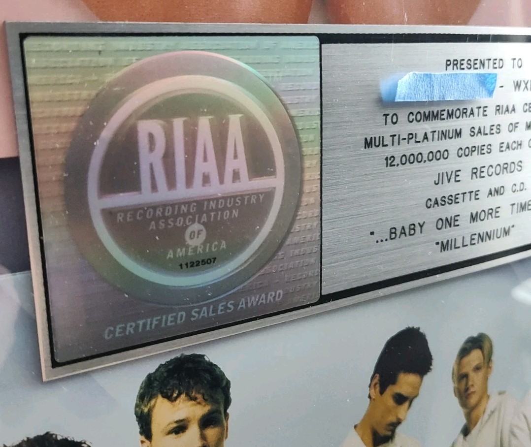 BACKSTREET BOYS & BRITNEY SPEARS RIAA 12M Platinum Record Award DUEL 16X39