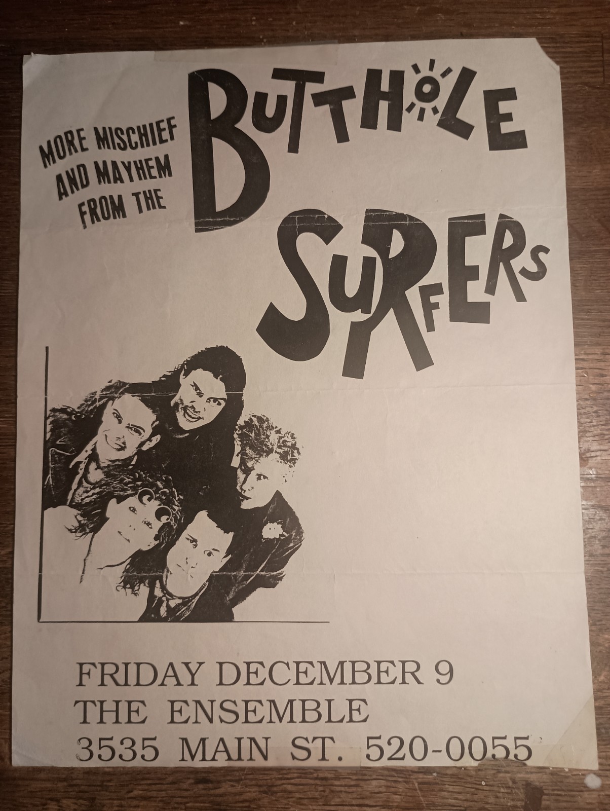 Vintage Butthole Surfers punk flyer