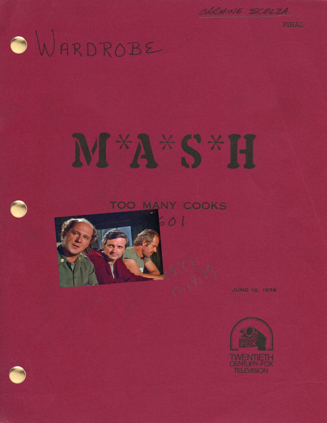 MASH TV Series Script + Wardrobe Dept Notes, Alan Alda Mike Farrell Loretta Swit