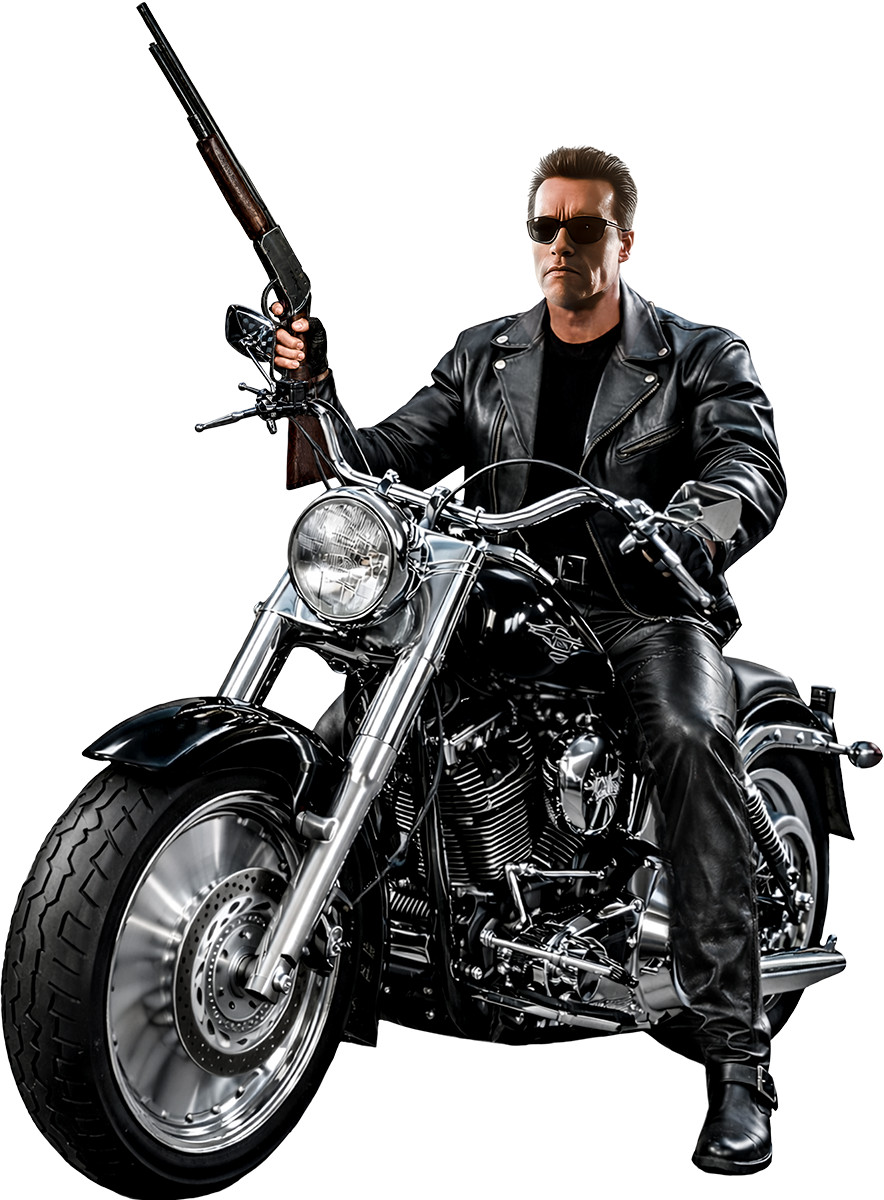Terminator 2 Arnold Schwarzenegger Motorcycle Life Size Standee Cutout