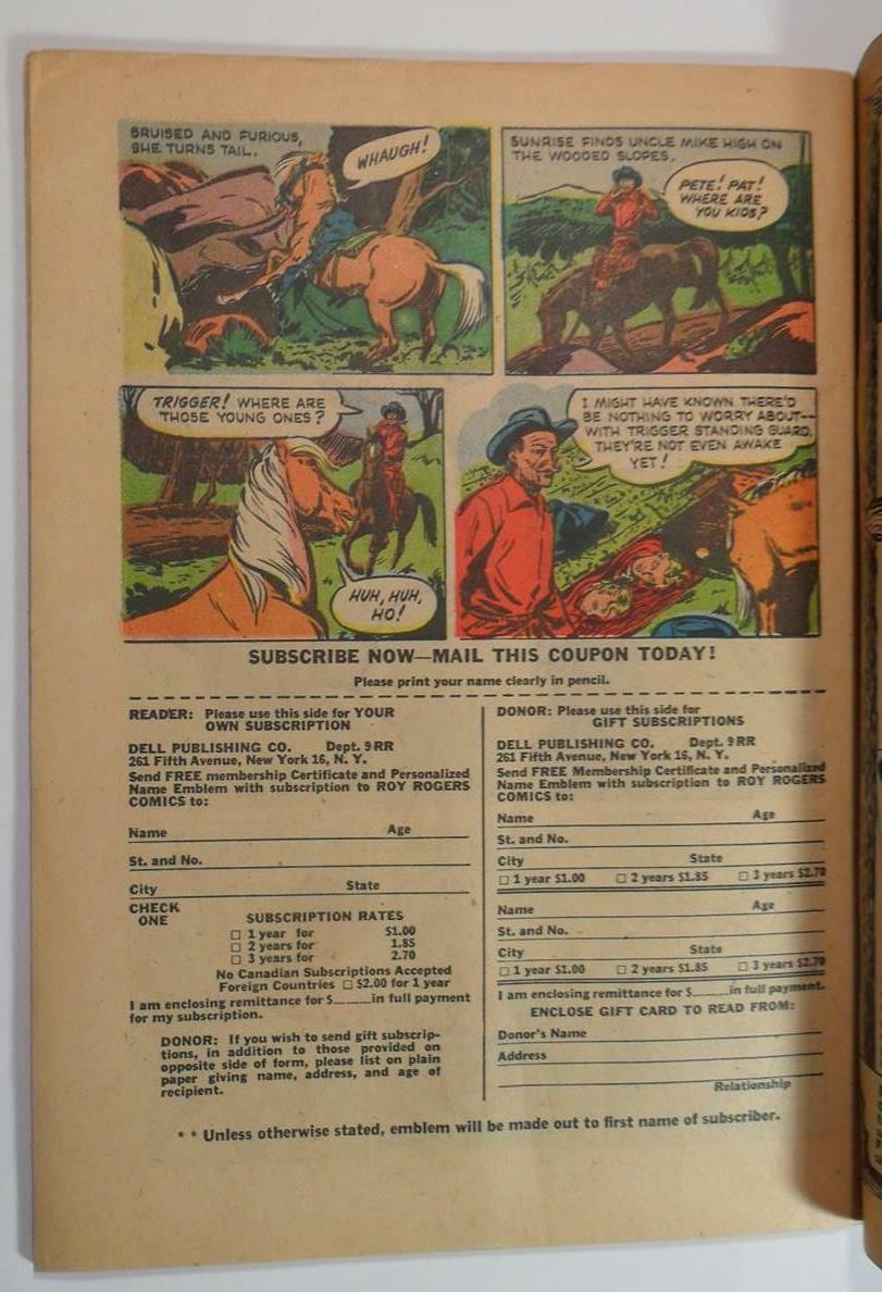 ROY ROGERS COMICS #33 SEPT 1950 DELL PHOTO COVER F/VF 7.0 SUB CREASE