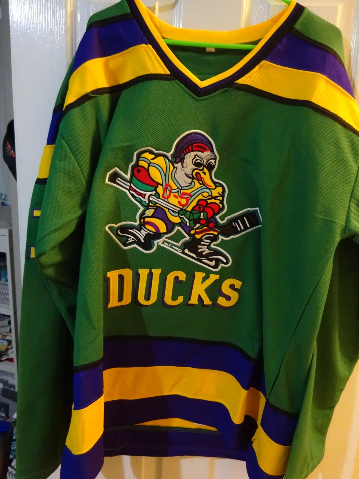 Signed Shaun Weiss Autographed Inscriptions Mighty Ducks Goldberg Jersey PSA COA