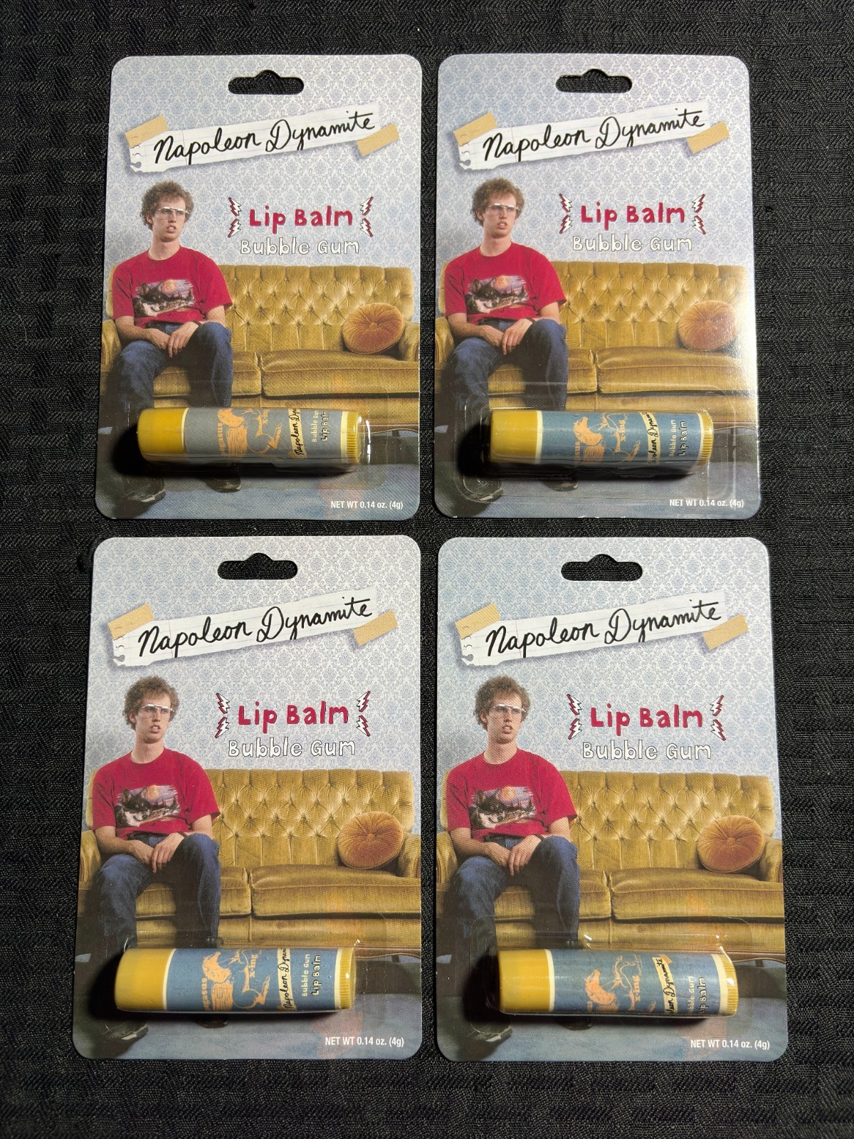 2006 NAPOLEON DYNAMITE Lip Balm Bubble Gum MOC C-9.0 Boston America BOX of 4