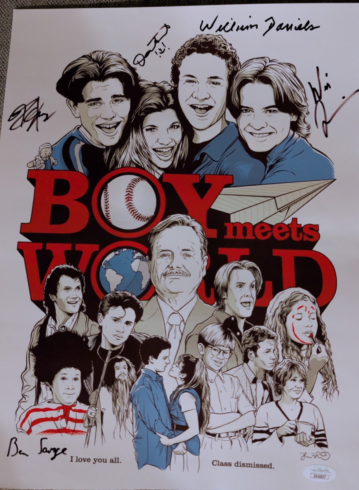 Boy Meets World CAST SIGNED 12×16 Framed Poster JSA LOA COA Savage Daniels