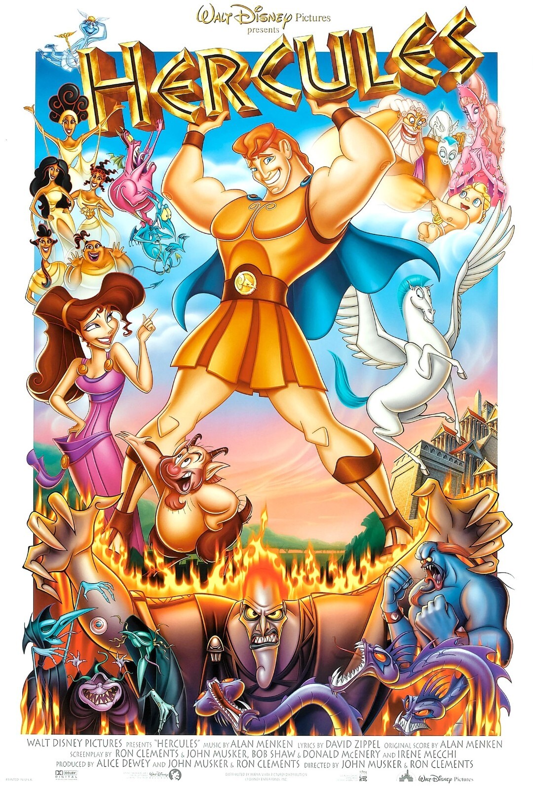 1997 Walt Disneys Hercules Movie Poster 11X17 Tate Donavan Zeus Hades ⚡🍿