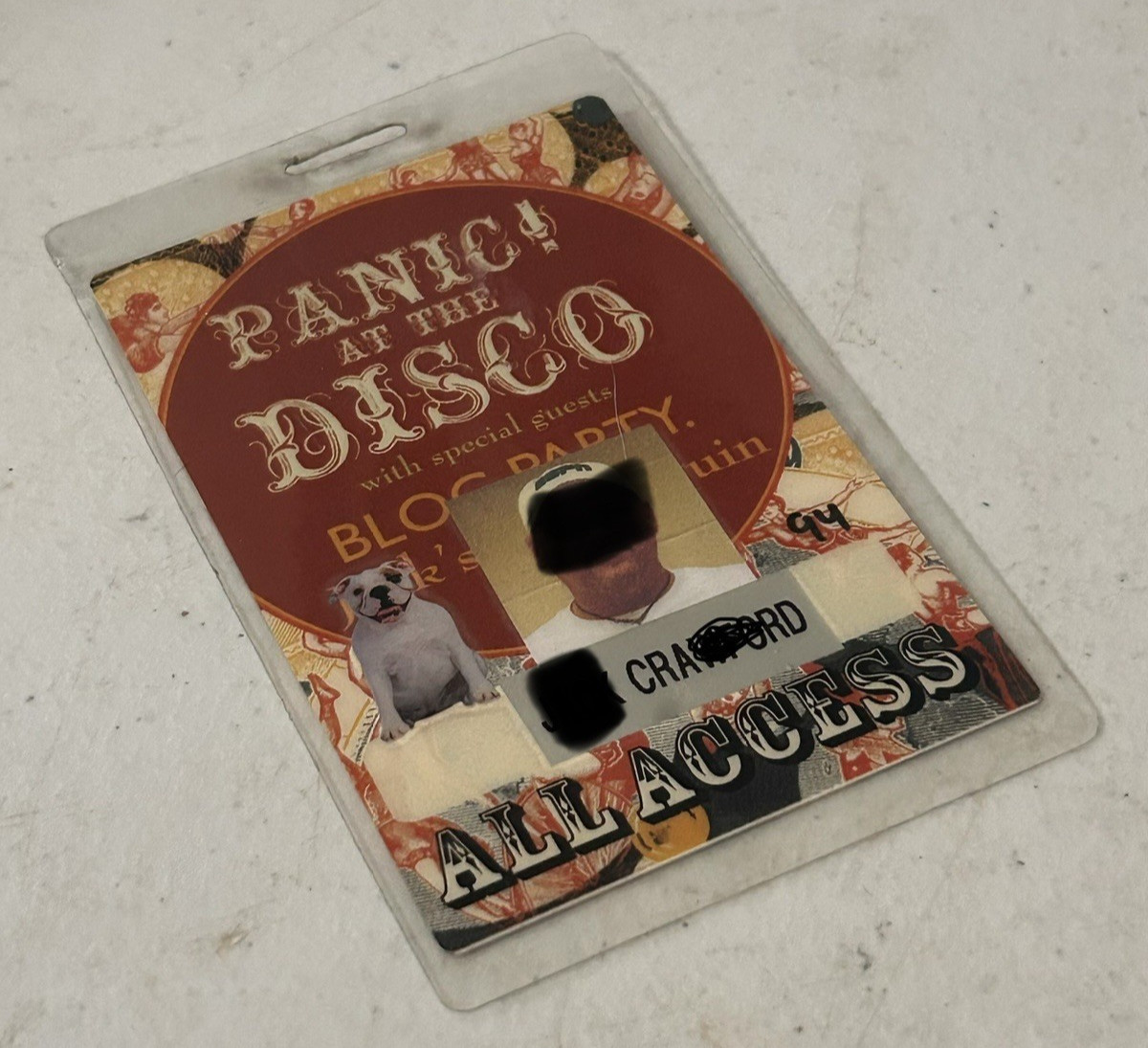 2006 Panic at the Disco REAL Road Crew all access pass ID on Back
