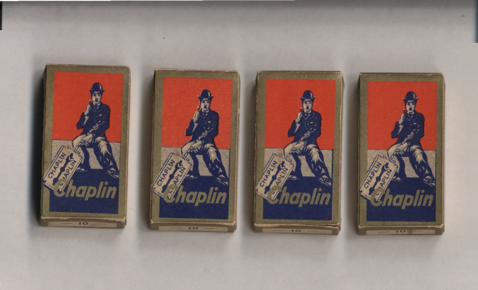 Rare 1920’s Charlie Chaplin Razor Blades Display Box With 4 Packs 10 Blades Each