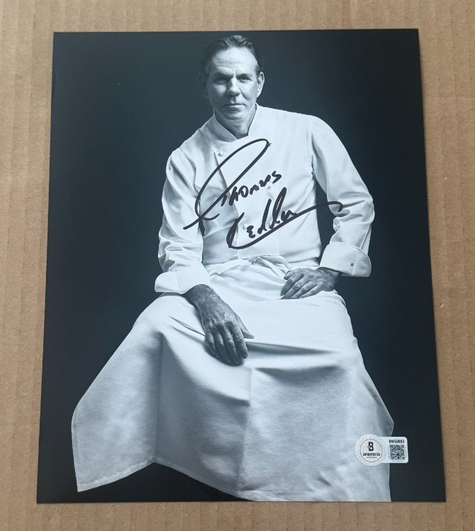 CHEF THOMAS KELLER SIGNED COOKING 8X10 PHOTO BECKETT COA HAND SIGNED #4