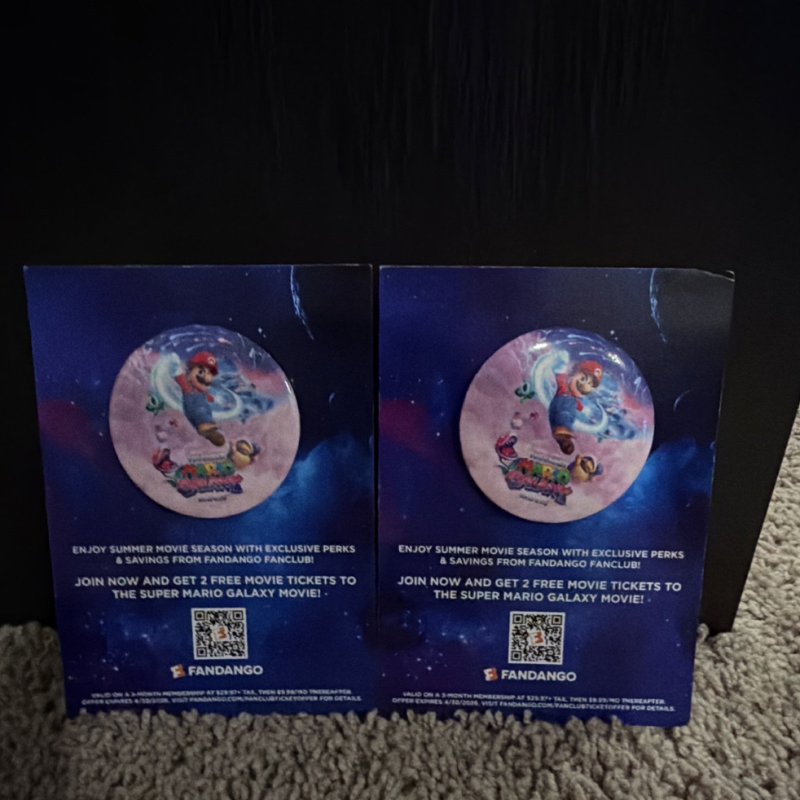 Super Mario Galaxy Promotional Button Pin Fandango Exclusive Movie Collectible
