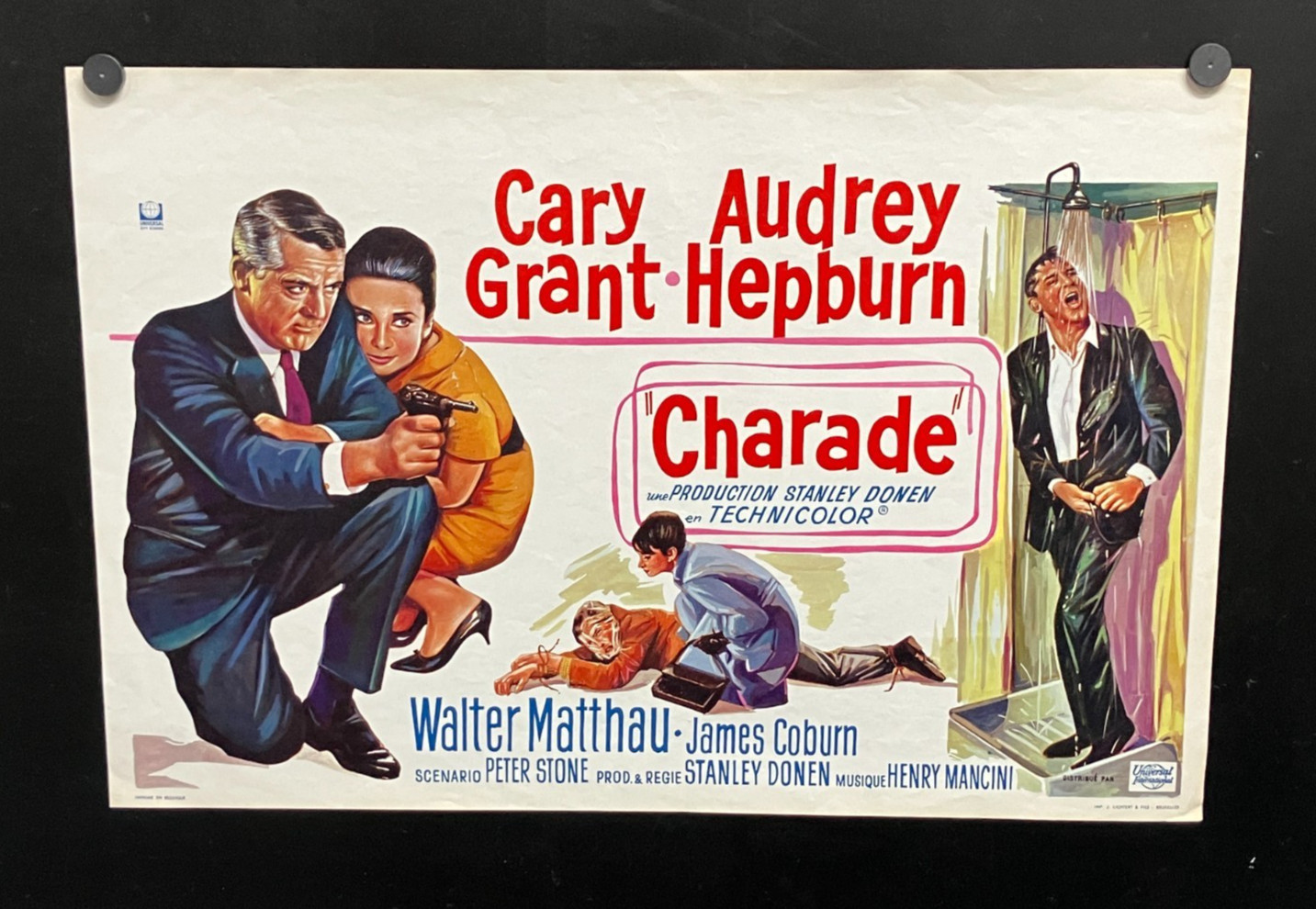 original CHARADE 14×21 Belgium Movie Poster – Cary Grant / Audrey Hepburn