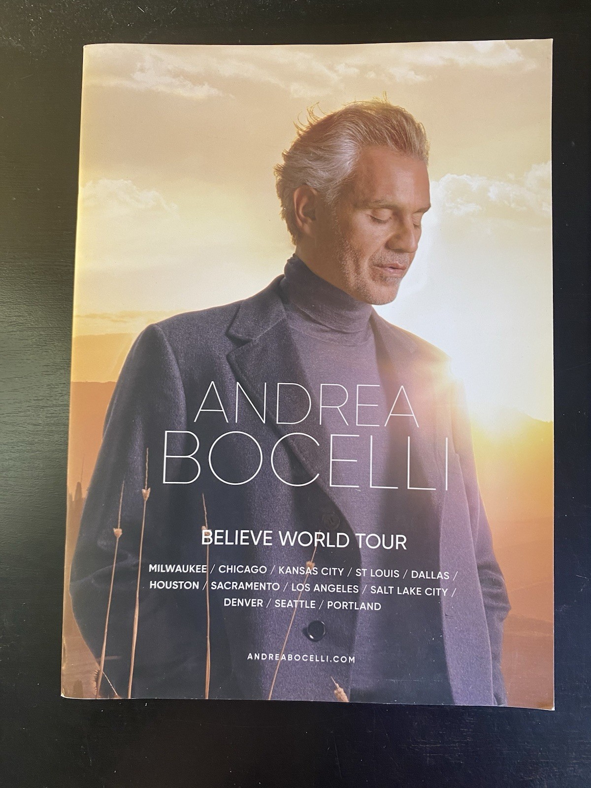 Andrea Bocelli Believe World Tour Program Programme 2021 Book Boccelli Virginia