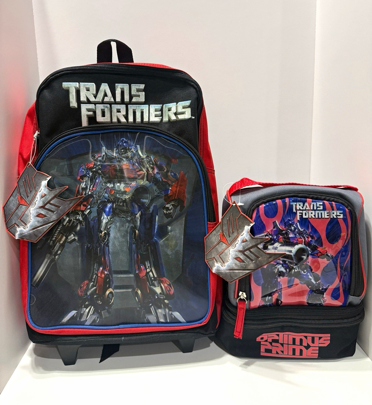 Vintage 2007 Transformers Movie Optimus Prime Rolling Backpack Lunch Box NWT