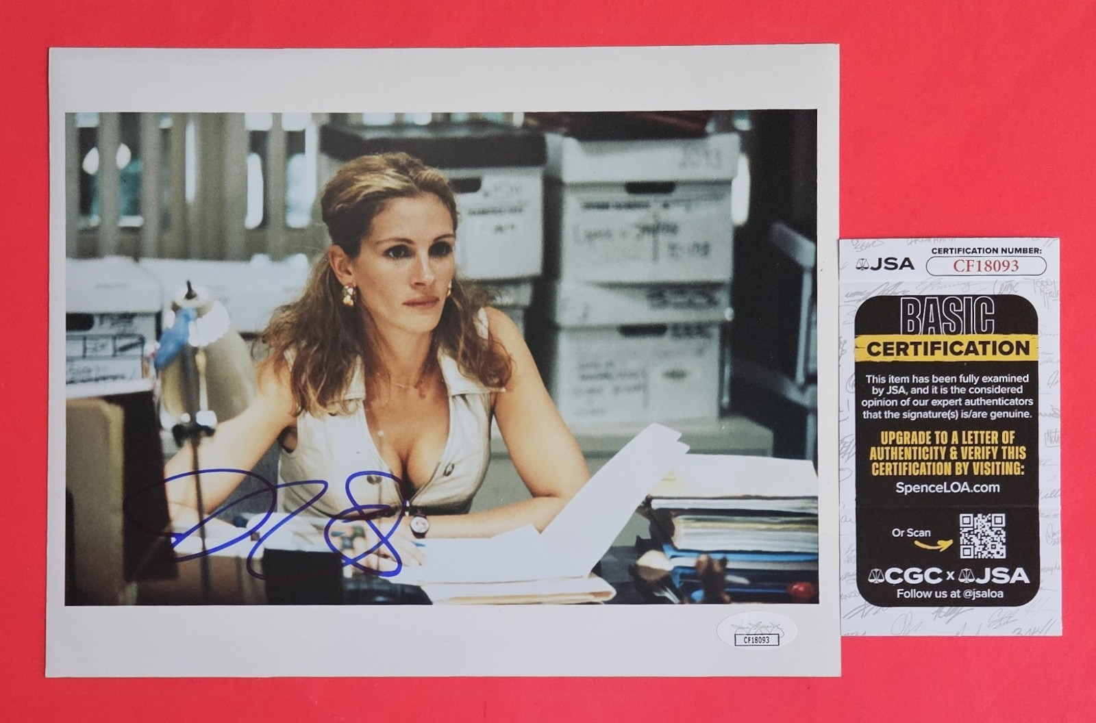 JULIA ROBERTS SIGNED 8″X10″ ERIN BROCKOVICH COLOR PHOTO WITH JSA COA psa bas