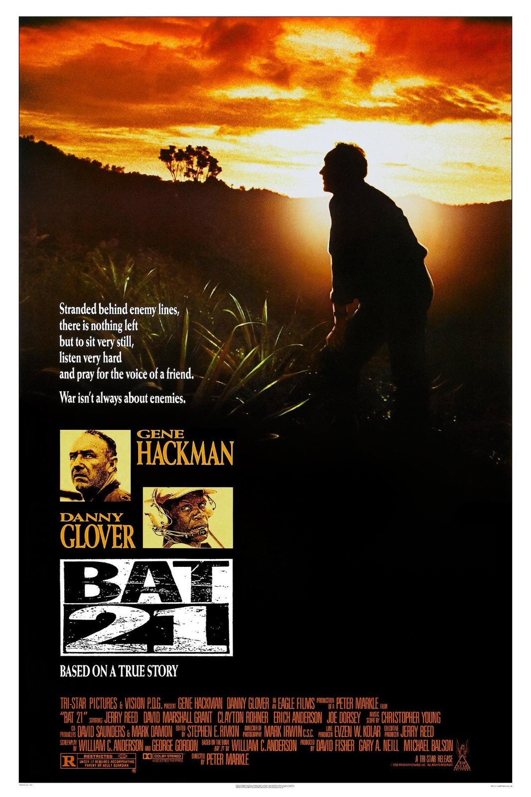 1988 Bat 21 Movie Poster 11X17 Gene Hackman Danny Glover Jerry Reed 🍿