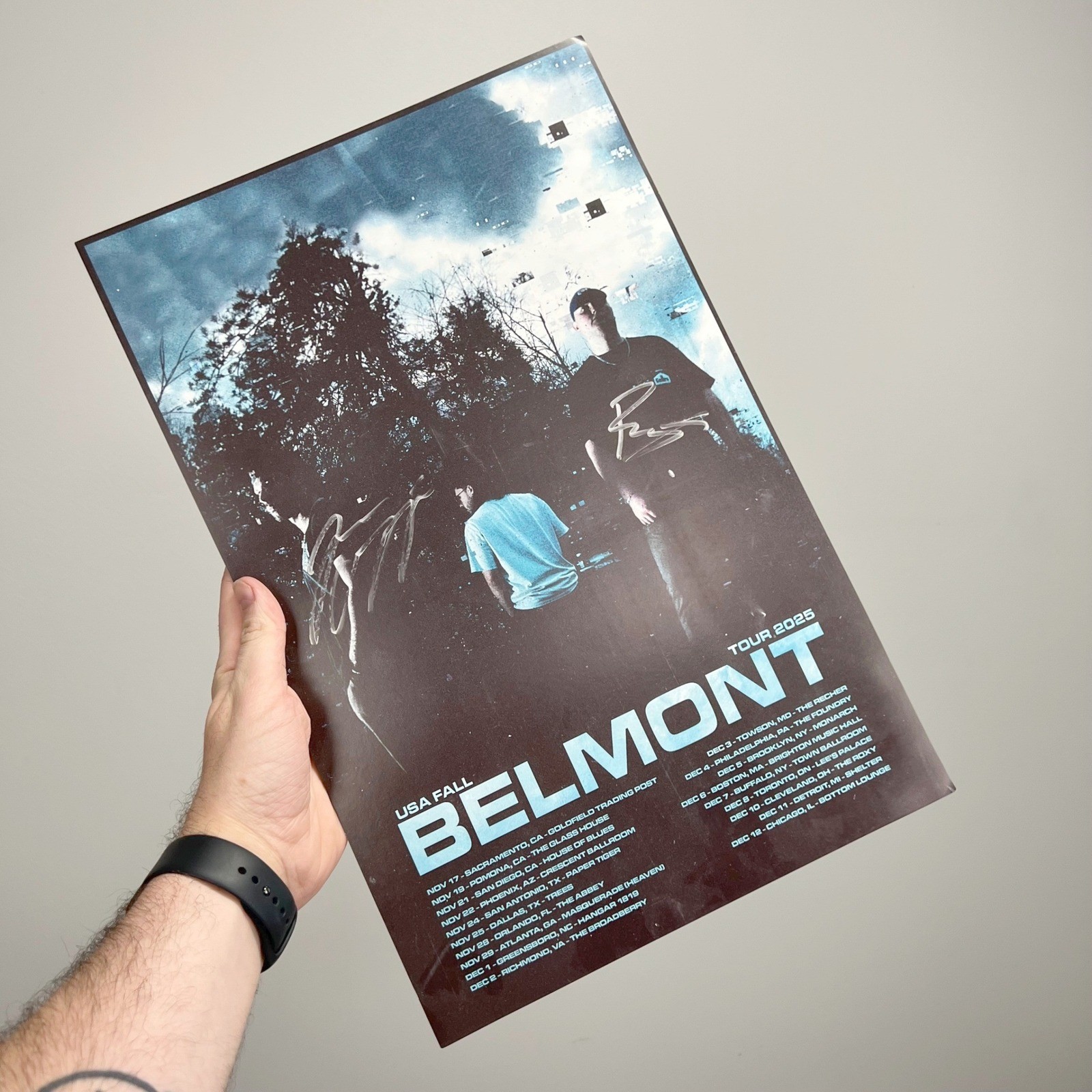 Belmont Signed USA Fall Tour 2025 Poster Autographed Pop Punk Band Memorabilia