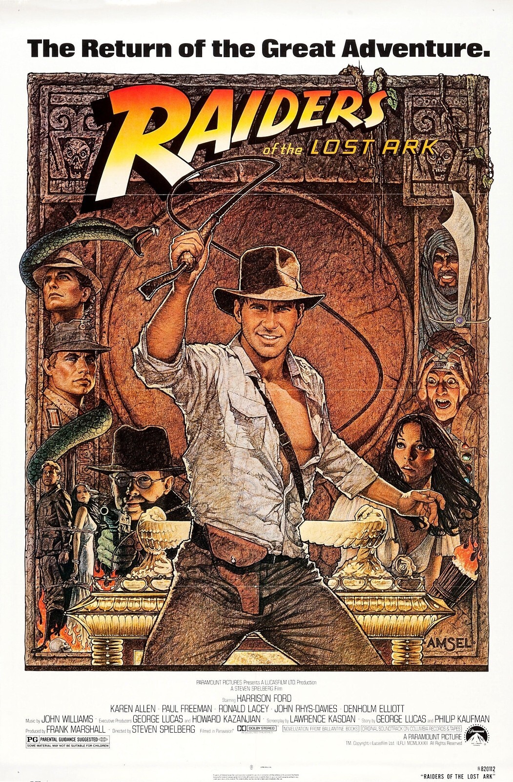 1981 Indiana Jones Raiders Of The Lost Ark Movie Poster 11X17 Harrison Ford 🍿