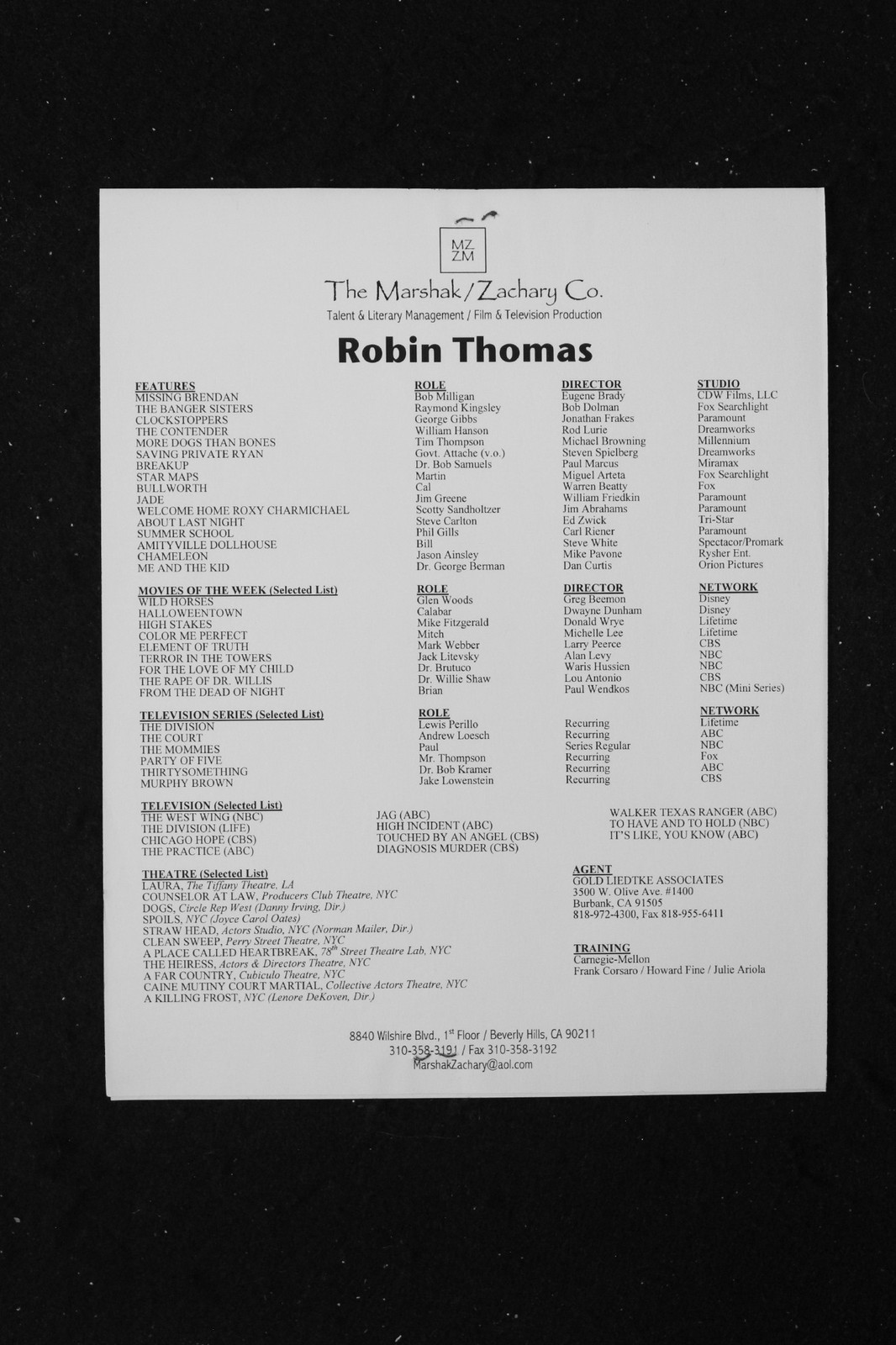Robin Thomas – Signed Autograph Book Page & Photo Set – The Contender