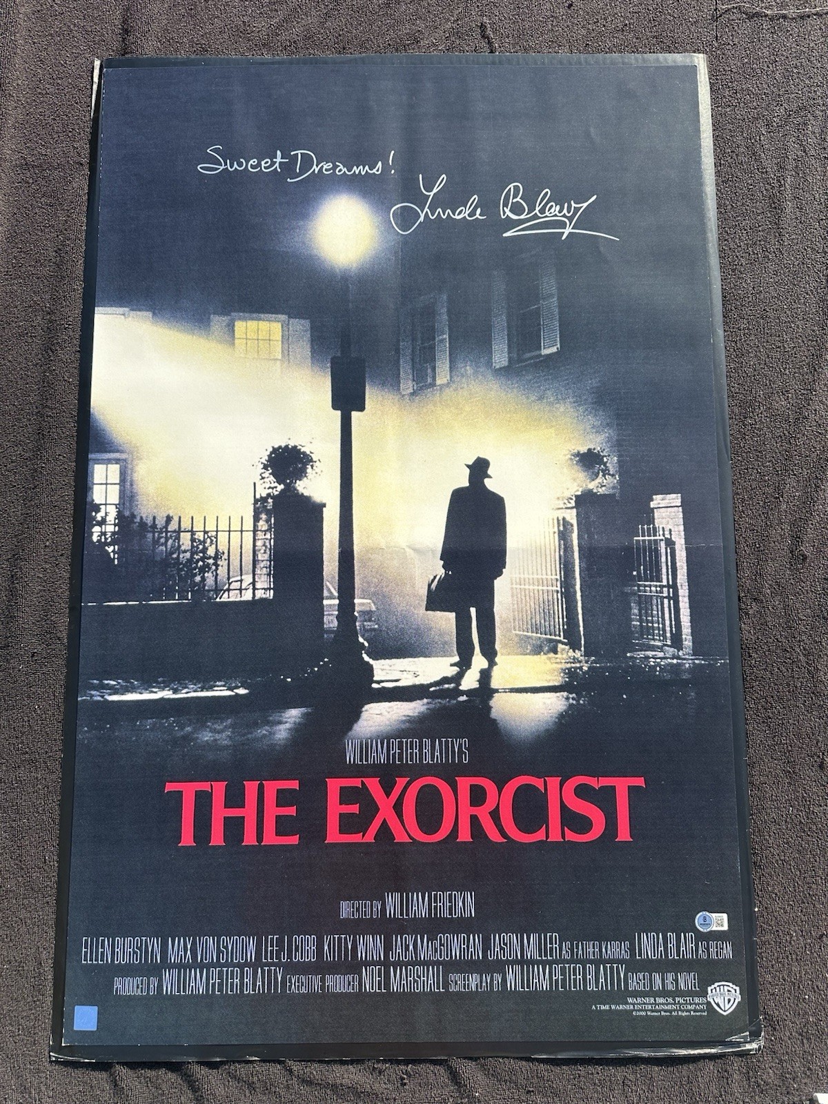 Linda Blair Autograph Signed THE EXORCIST 27×40 Movie Poster BECKETT BAS LOA COA