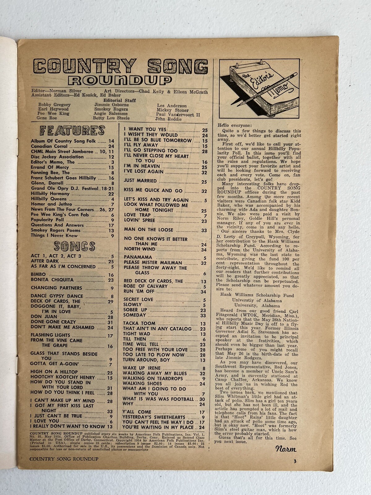 Country Song Roundup May 1954 Hank Thompson Cover #2