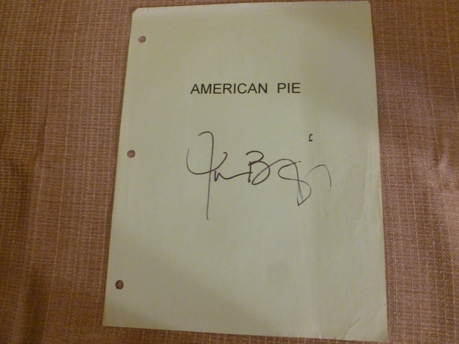 Jason Biggs Signed American Pie Movie Script Cover Page with COA