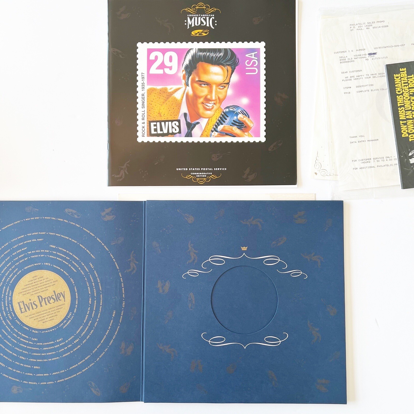 1993 ELVIS PRESLEY MNH Legends American Music Commemorative Stamp Set Provenance