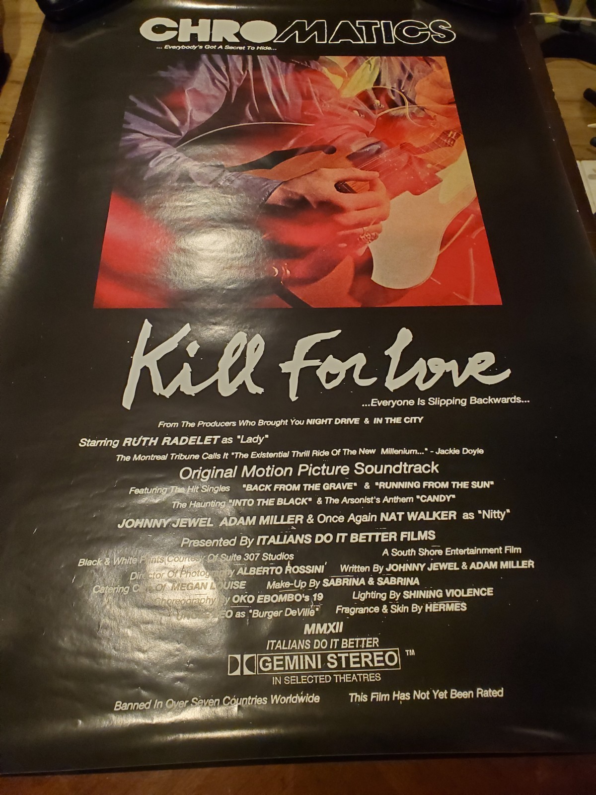 CHROMATICS Johnny Jewel Kill for Love Rare 2012 Tour Poster 26 x 39 in