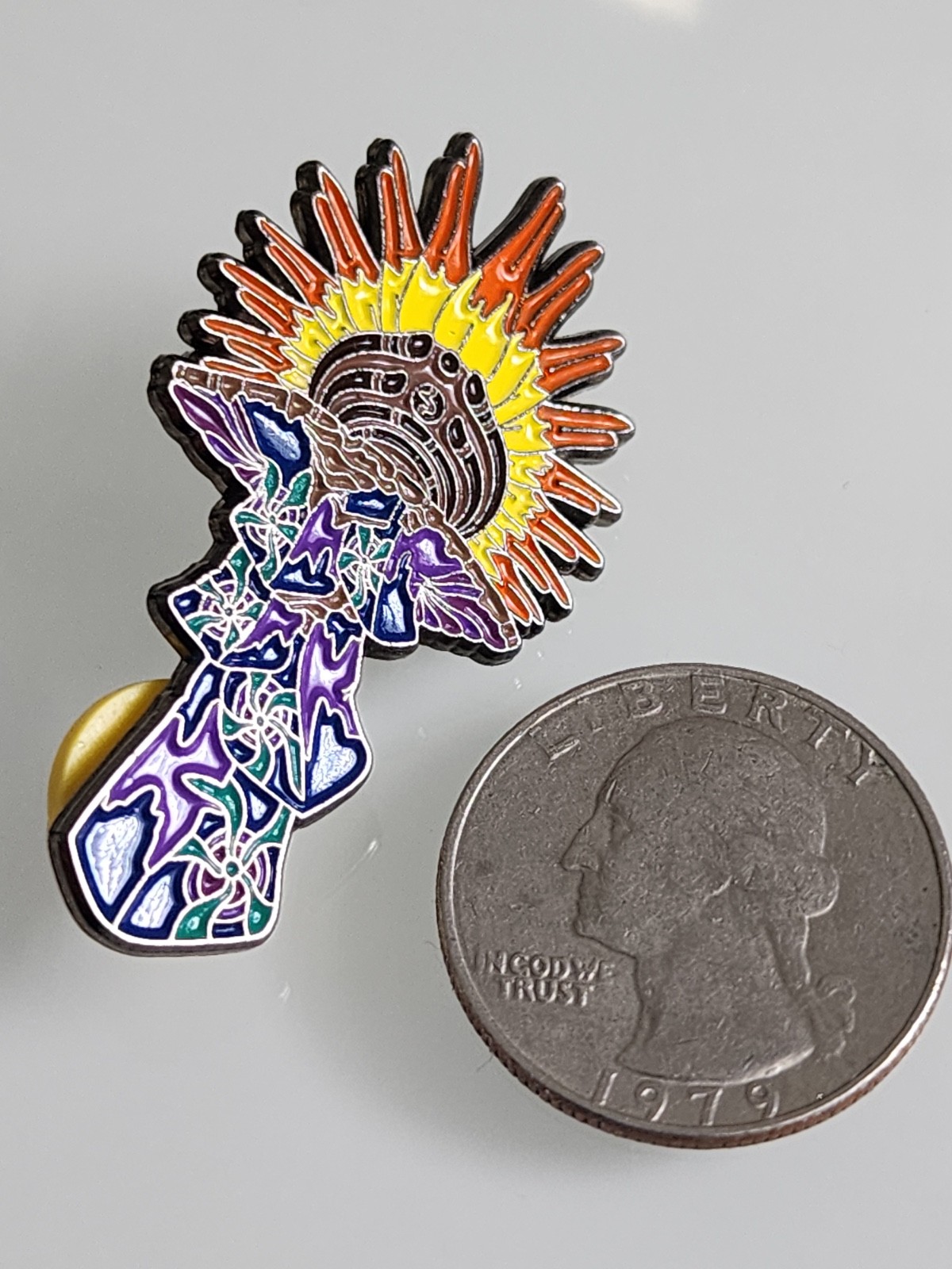 Bassnectar Torch Sunburst Enamel Pin EDM Festival Double Post 2014