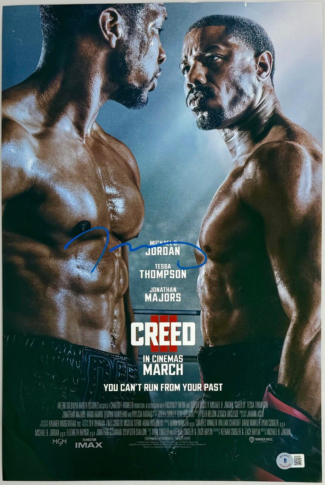 Jonathan Majors Creed III Signed Autograph 12×18 Movie Poster Photo Beckett COA