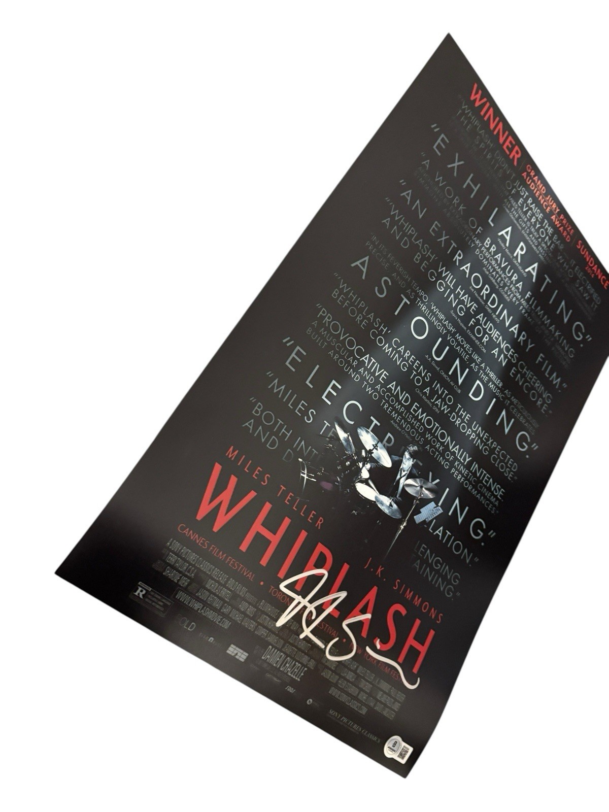 JK SIMMONS ACTOR SIGNED AUTOGRAPH WHIPLASH 12×18 PHOTO FLETCHER BECKETT BAS COA