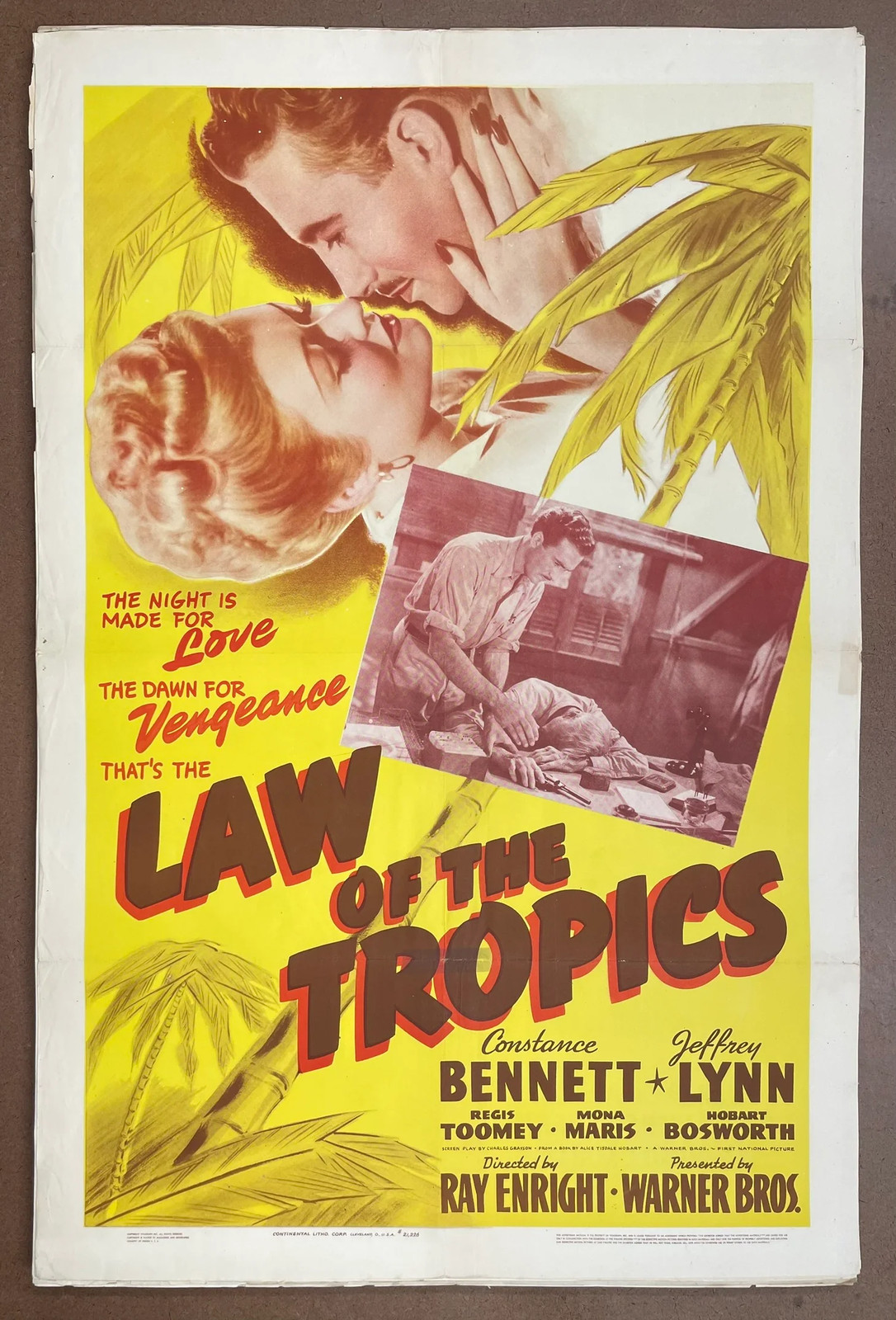 Law of the Tropics 1941 Original US Folded Constance Bennett Adventure Poster