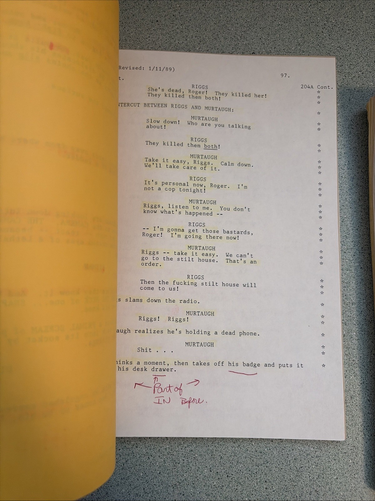 1989 LETHAL WEAPON 2 Movie Script + Production Notes Screenplay Shane Black
