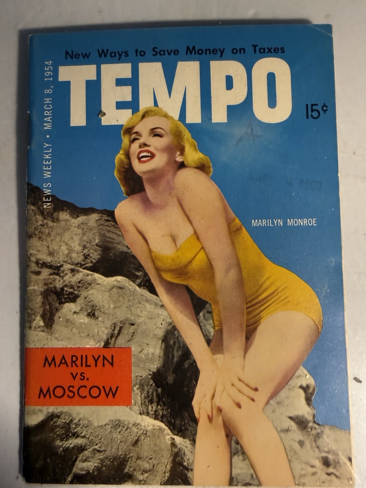 MARILYN MONROE TEMPO 3/8/1954 COLOR COVER MINI MAG GREAT PHOTO SUPER NICE COPY!