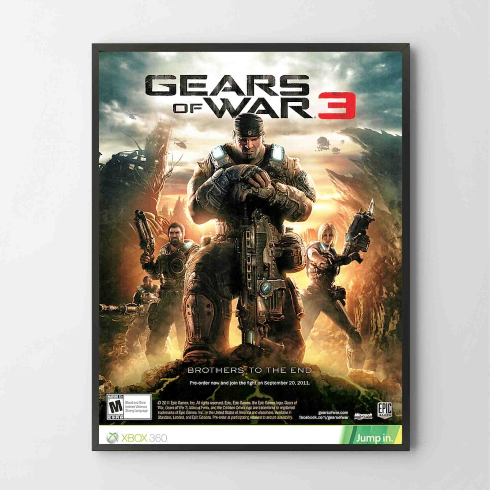 Poster Gears Of War 3 XBOX 360 Glossy Unframed Print G3527