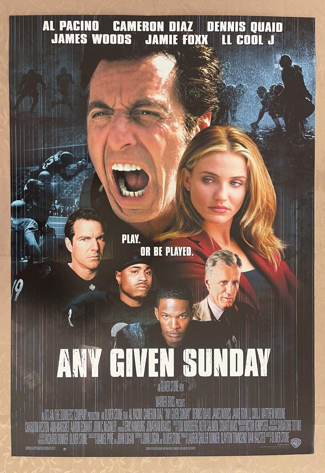 ANY GIVEN SUNDAY, AL PACINO, JAMIE FOXX, RARE 1999 REPRODUCTION POSTER