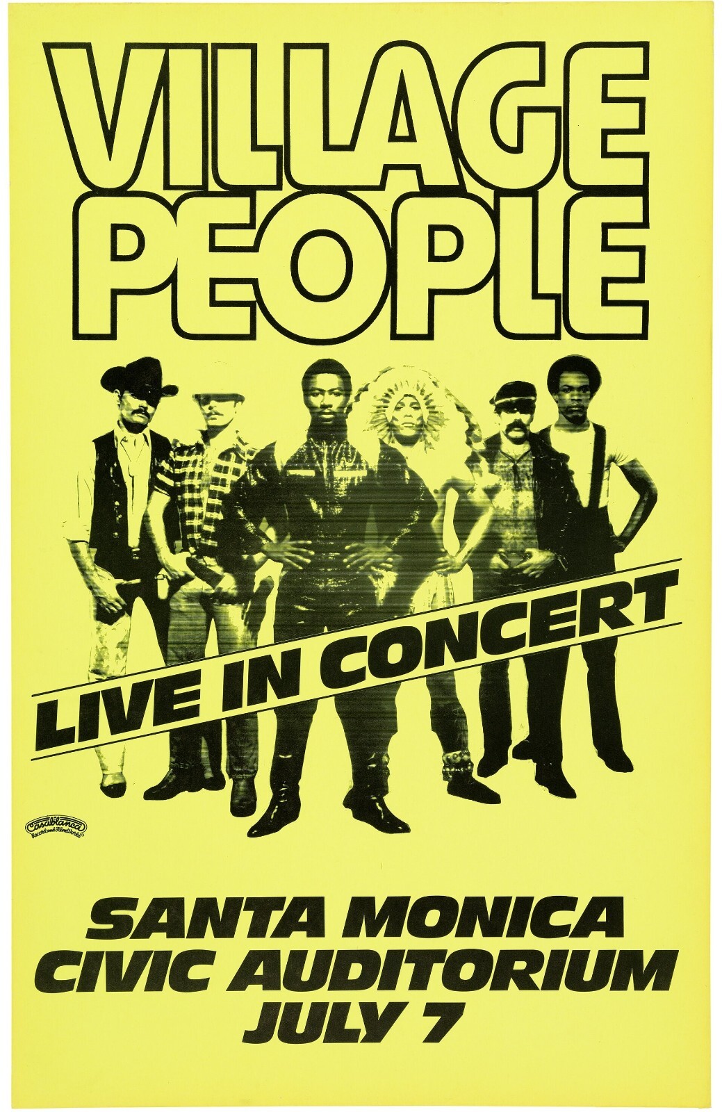 1978 VILLAGE PEOPLE CONCERT POSTER WALL ART PRINT SANTA MONICA CALIFORNIA
