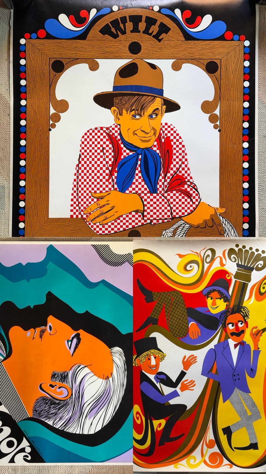 Lot of 3 Vintage Original 1968 Elaine Hanelock Posters Royal Screen Craft Inc.