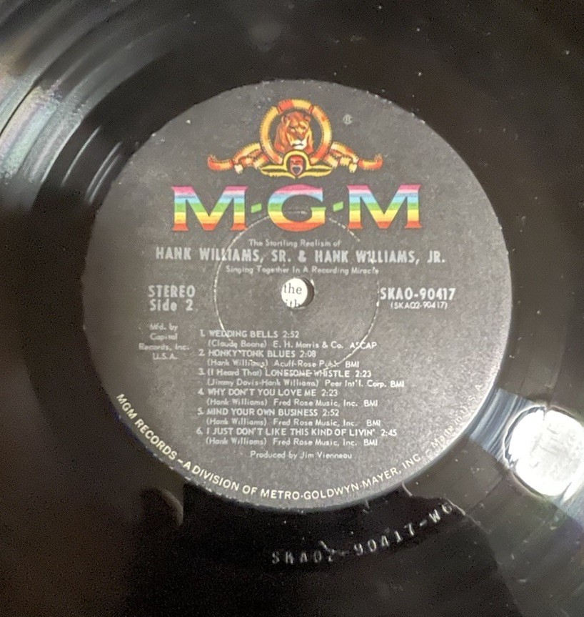 Hank Williams Sr & Jr Singing Together MGM SE4276 Vinyl LP Near Mint