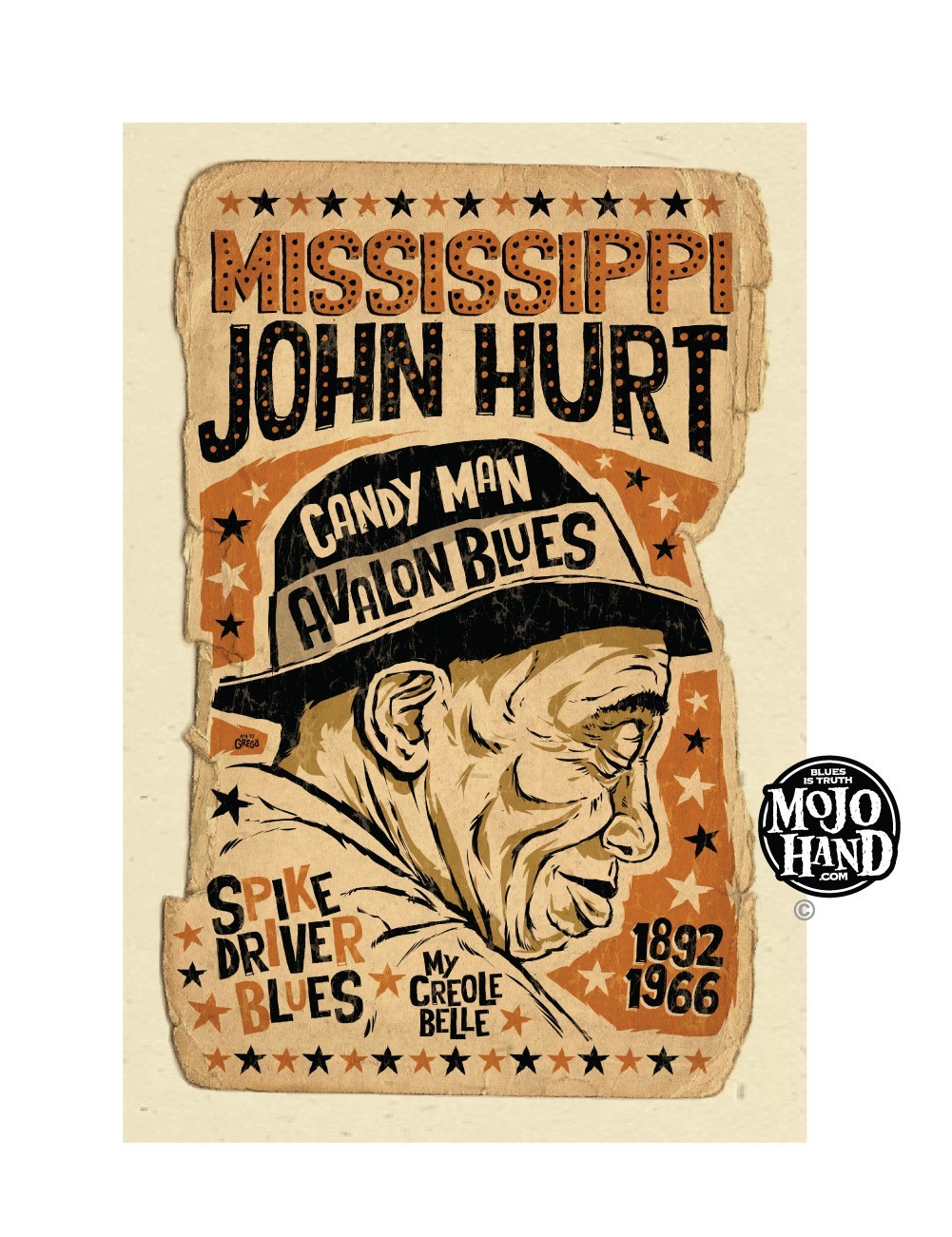 Mississippi John Hurt Blues poster from Mojohand