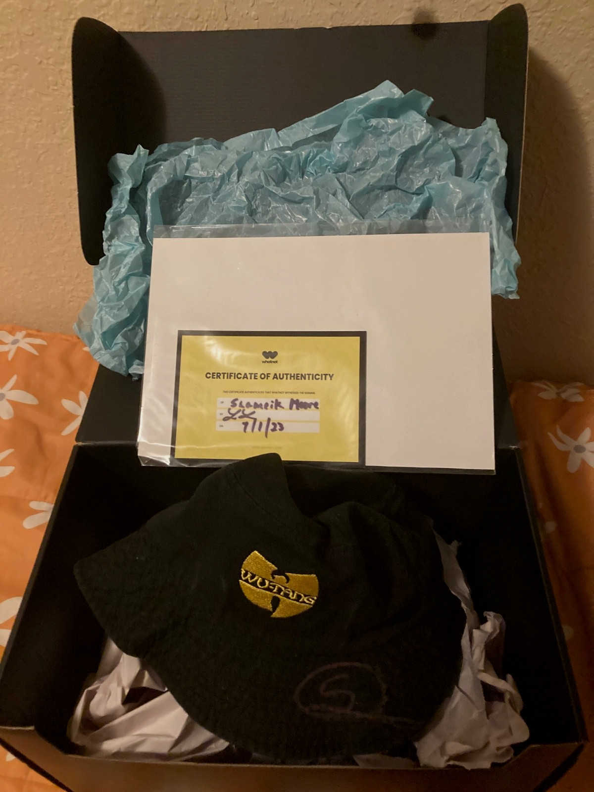 actor Shameik Moore signed sun fishing black hat cap Wu-Tang Raekwon roles coa