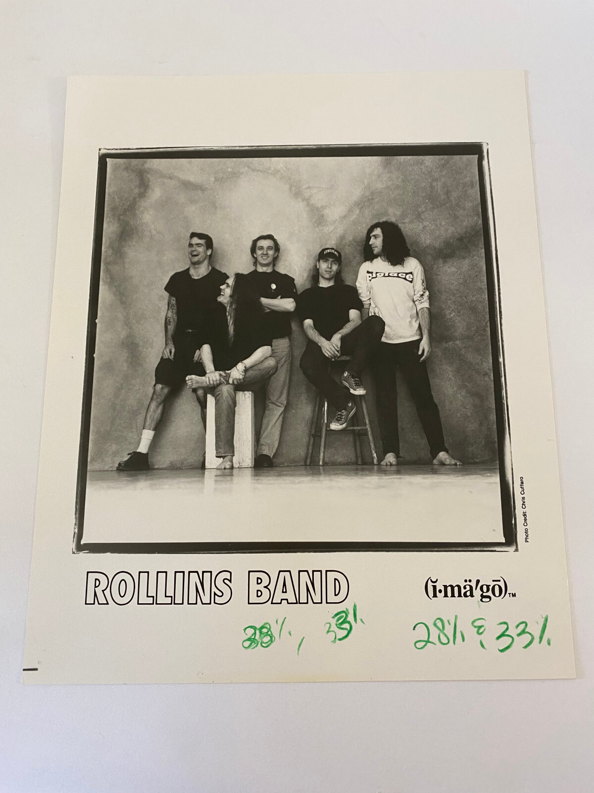 Rollins Band Original Promotional Black & White Band Picture 8 x 10