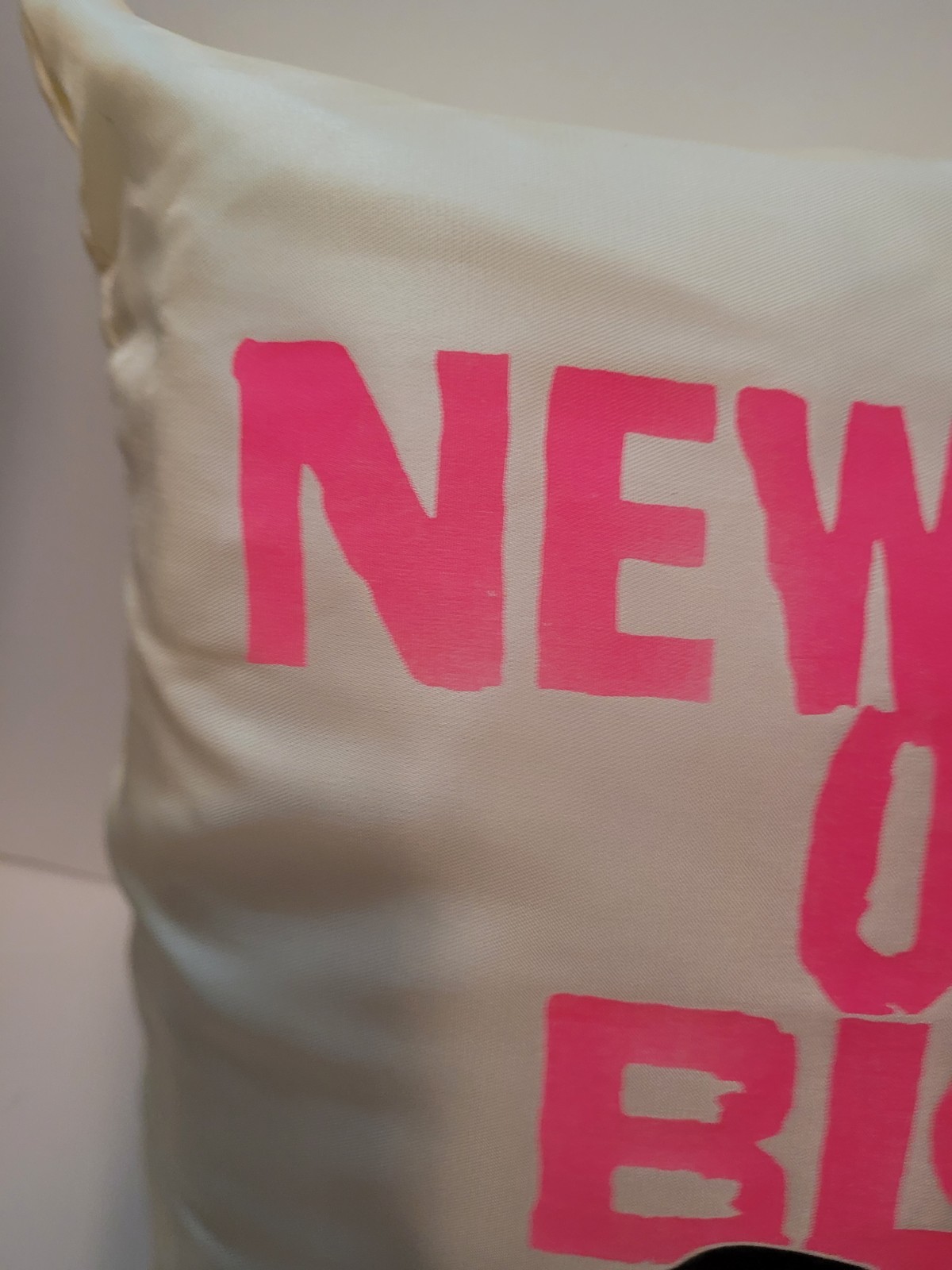 Vintage 1989 New Kids On the Block NKOTB Throw Pillow Big Step Pink Lettering