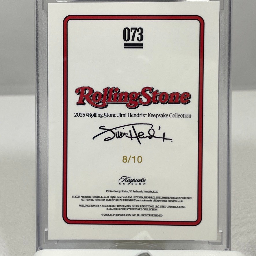 Jimi Hendrix 2025 Rolling Stone Keepsake Edition Authentic Fabric #73 /10 Card