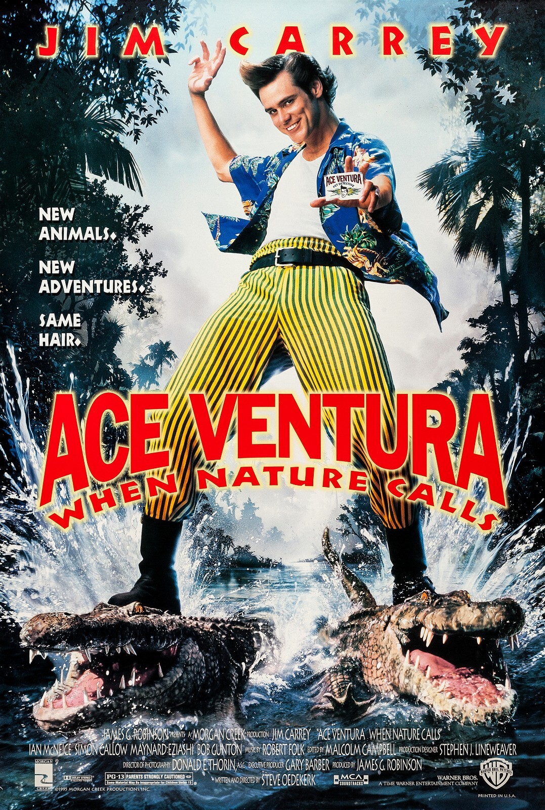 1995 Ace Ventura When Nature Calls Movie Poster 11X17 Jim Carrey 🐊🐒🦓🦒🍿